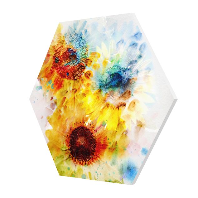Forex prints Watercolour Flowers Sunflowers