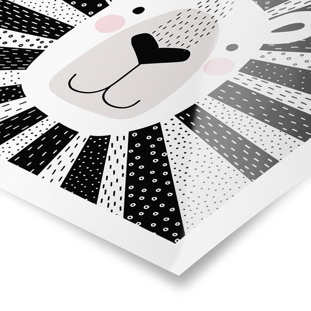 Posters black and white Zoo With Patterns - Lion