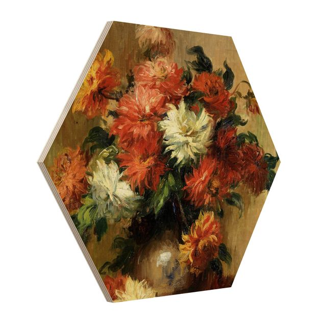 Wood prints flower Auguste Renoir - Still Life with Dahlias