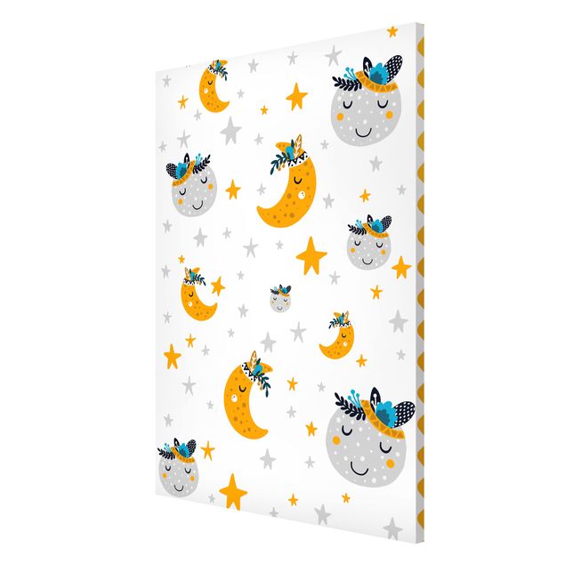 Prints modern Sleaping Friends Moon And Stars With Frame