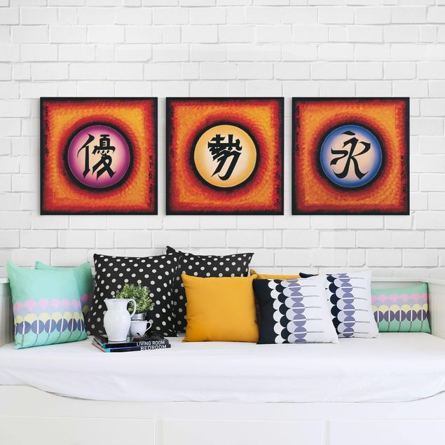 Prints quotes Chinese Characters Trio