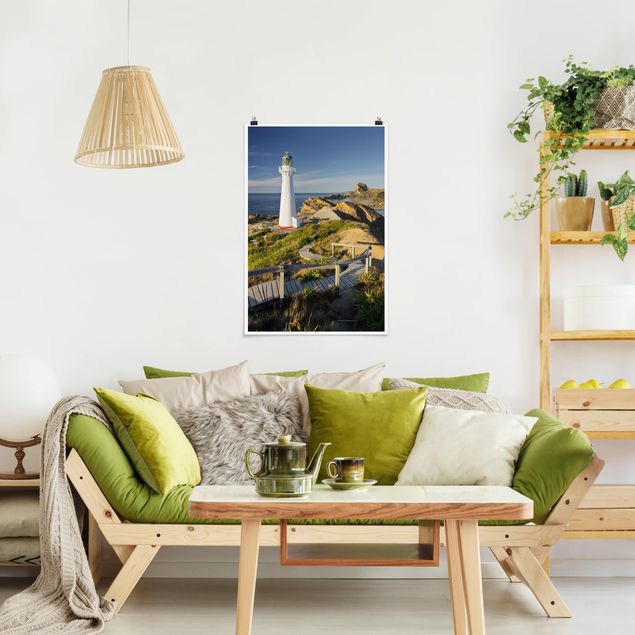 Beach prints Castle Point Lighthouse New Zealand