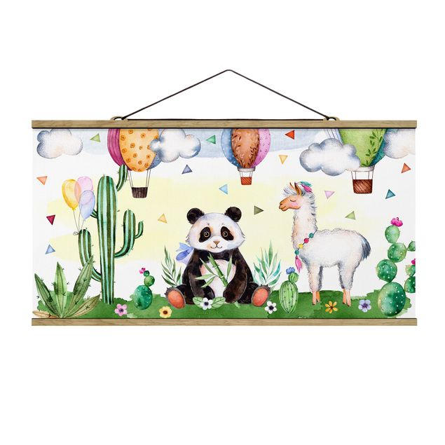 Nursery wall art Panda And Lama Watercolour