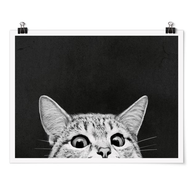 Canvas art Illustration Cat Black And White Drawing