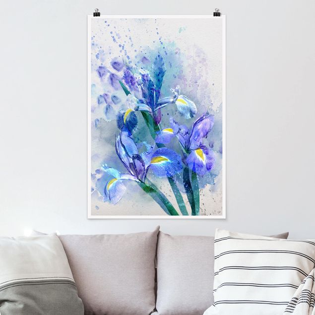 Kitchen Watercolour Flowers Iris