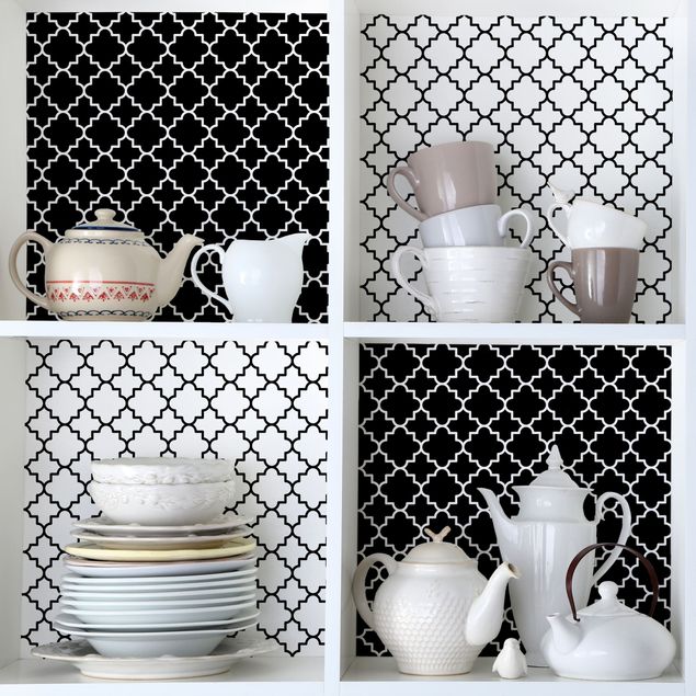 Adhesive films for furniture frosted Moroccan Tile Pattern Quatrefoil Set