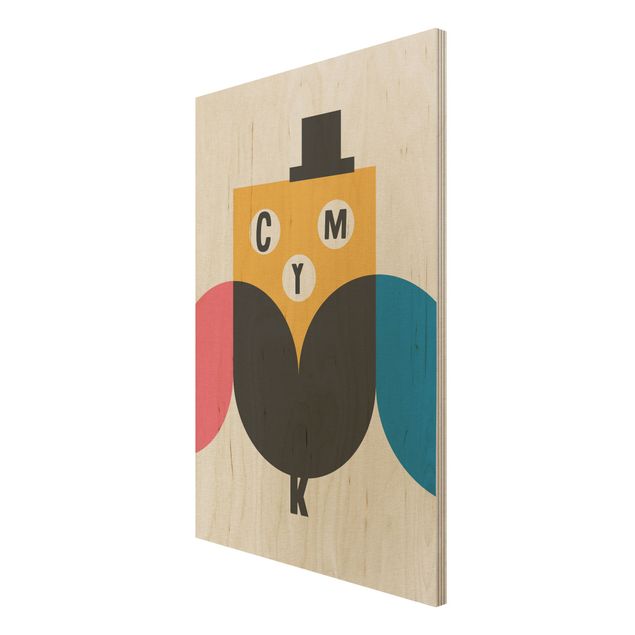 Prints on wood CMYK Owl Graphic Art