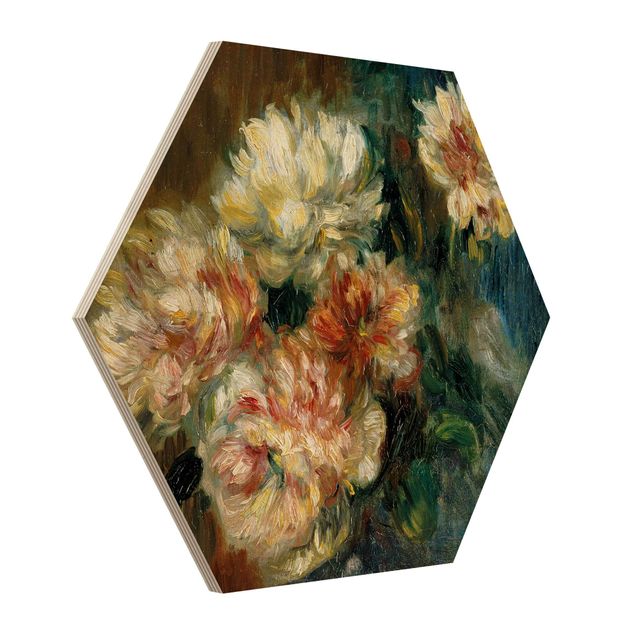 Wood prints flower Auguste Renoir - Vase of Peonies