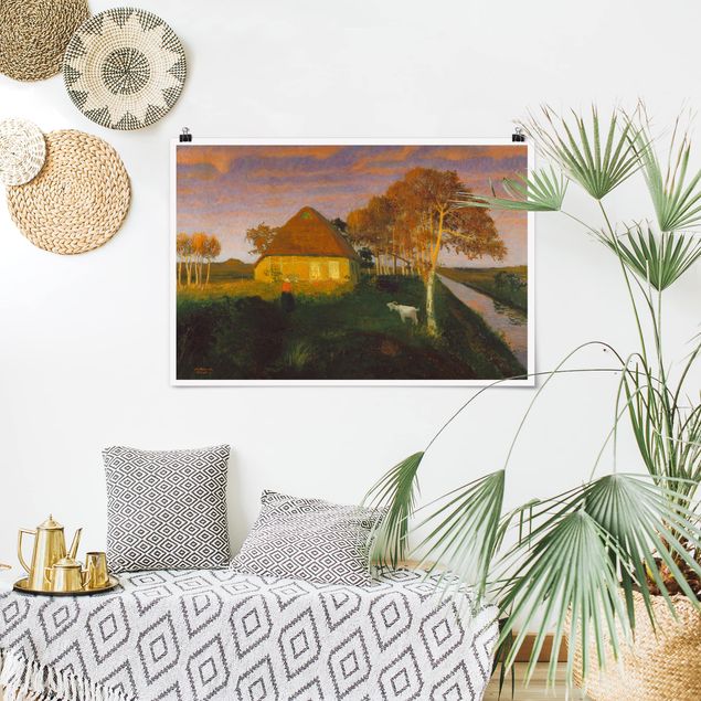 Art styles Otto Modersohn - Moor Cottage in the Evening Sun