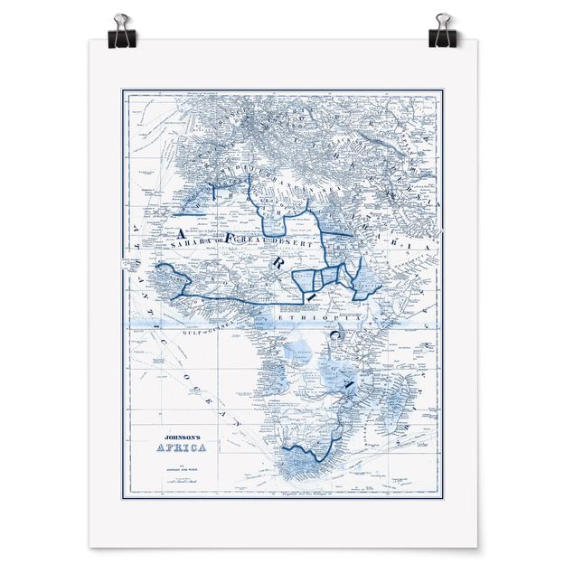 Prints modern Map In Blue Tones - Africa