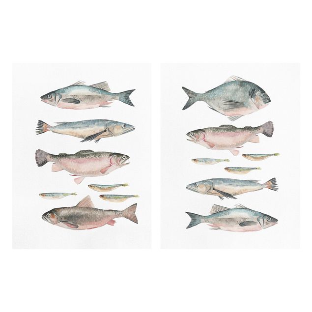 Modern art prints Fish In Watercolour Set I