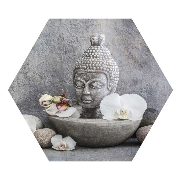 Spiritual canvas wall art Zen Buddha, Orchids And Stones
