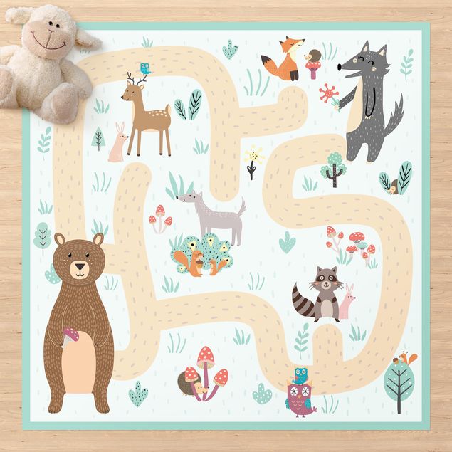Outdoor rugs Playoom Mat Forest Animals - Friends On A Forest Path