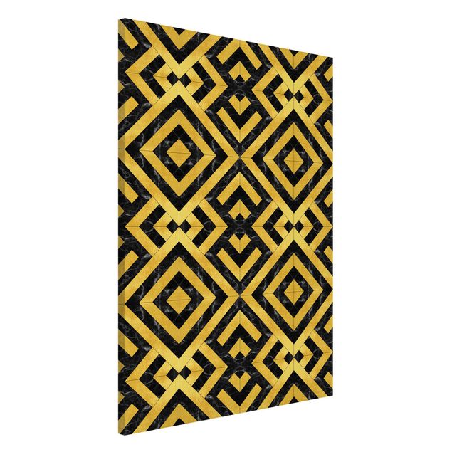 Kitchen Geometrical Tile Mix Art Deco Gold Black Marble