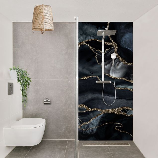 Shower panels Black With Glitter Gold