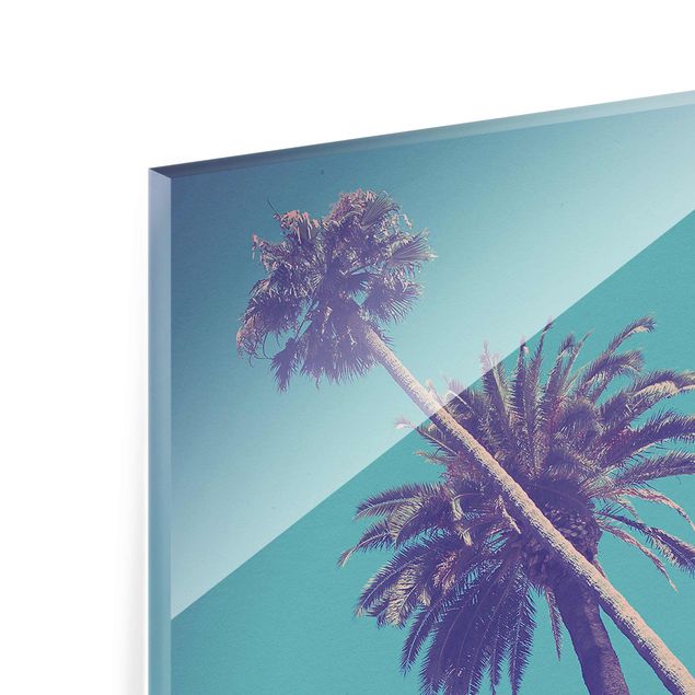 Turquoise canvas wall art Tropical Plants Palm Trees And Sky