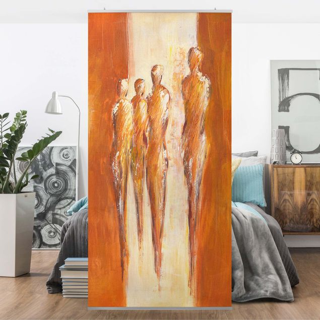 Room divider screen Petra Schüßler - Four Figures In Orange 02