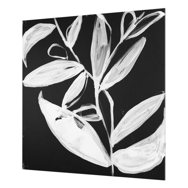 Splashback - Painted Leaves On Black - Square 1:1
