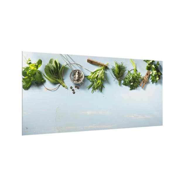 Glass splashback kitchen Bundled Herbs