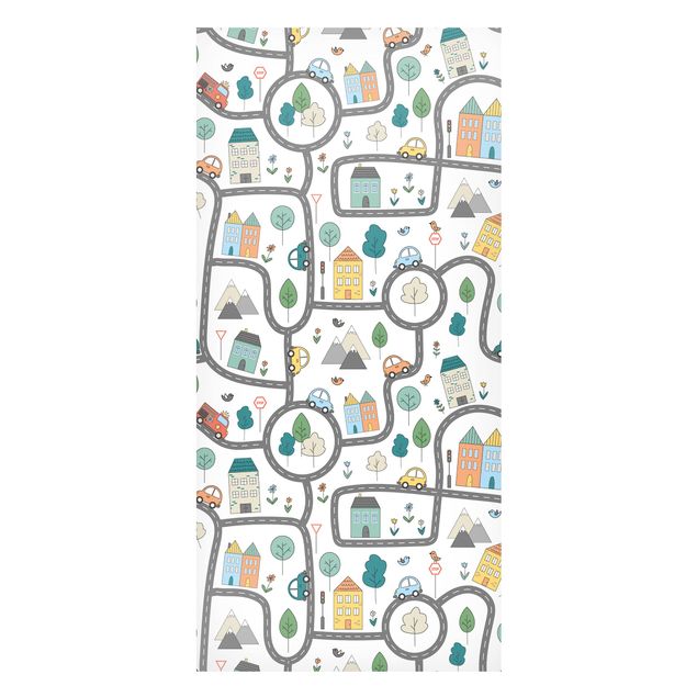 Mountain wall art Playoom Mat City Traffic- Out And About With The Car