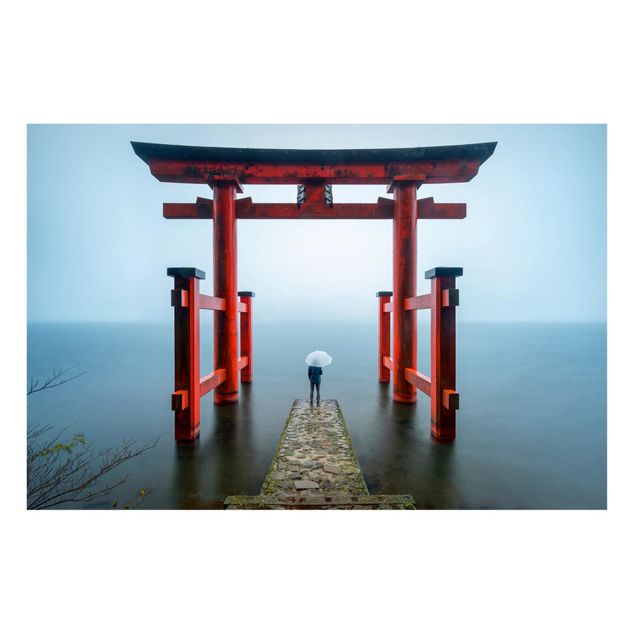 Landscape canvas prints Red Torii At Lake Ashi