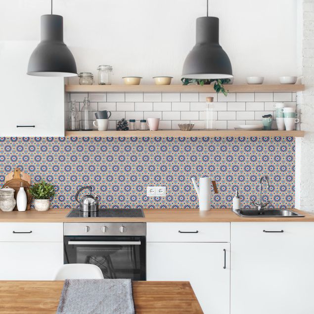 Kitchen splashback tiles Oriental Patterns With Colourful Stars