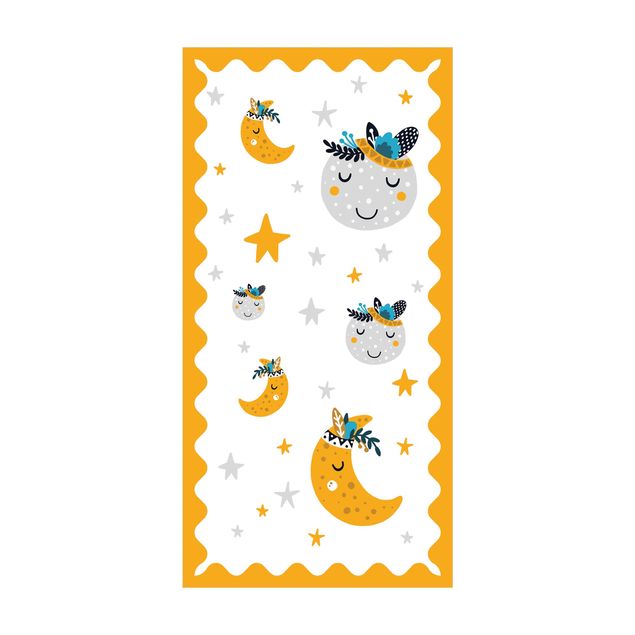 contemporary rugs Sleaping Friends Moon And Stars With Frame