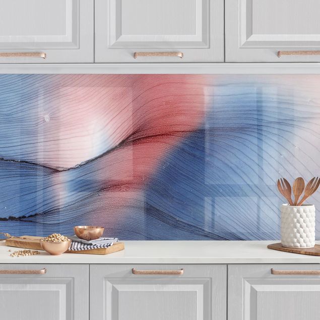 Kitchen Mottled Colour Dance In Blue With Red