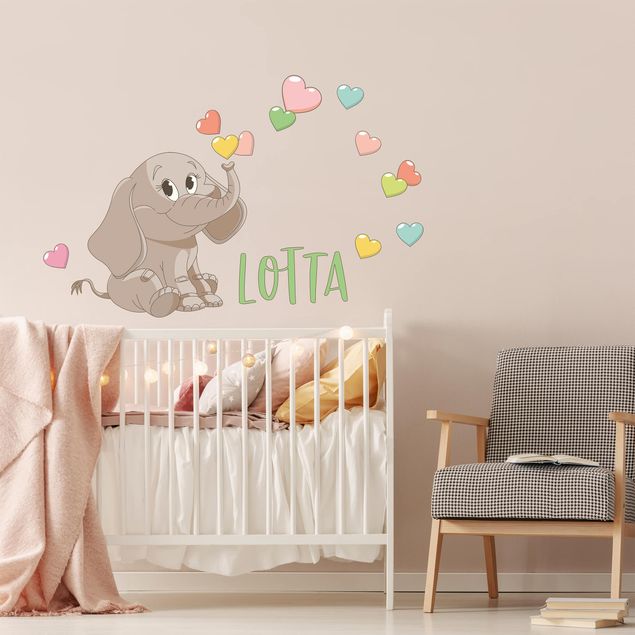 Wall stickers elefant Rainbow Elephant With Colourful Hearts