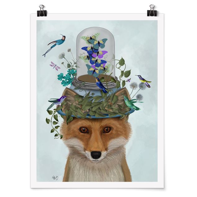 Flower print Fox With Butterfly Shut