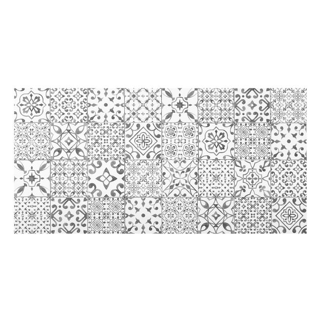 Glass splashbacks Pattern Tiles Gray White