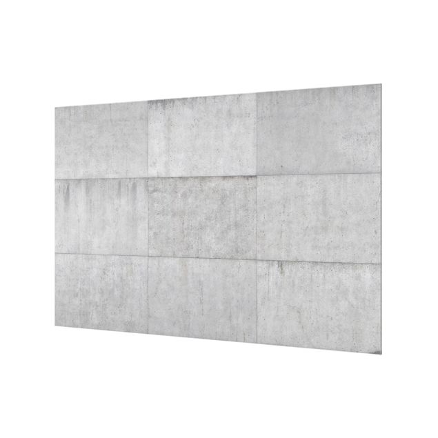 Glass Splashback - Concrete Tile Look Grey - Landscape 2:3