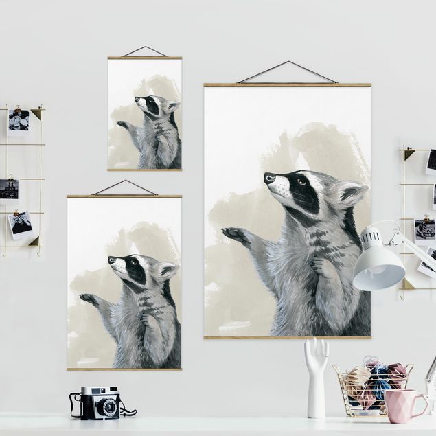 Grey canvas art Forest Friends - Raccoon