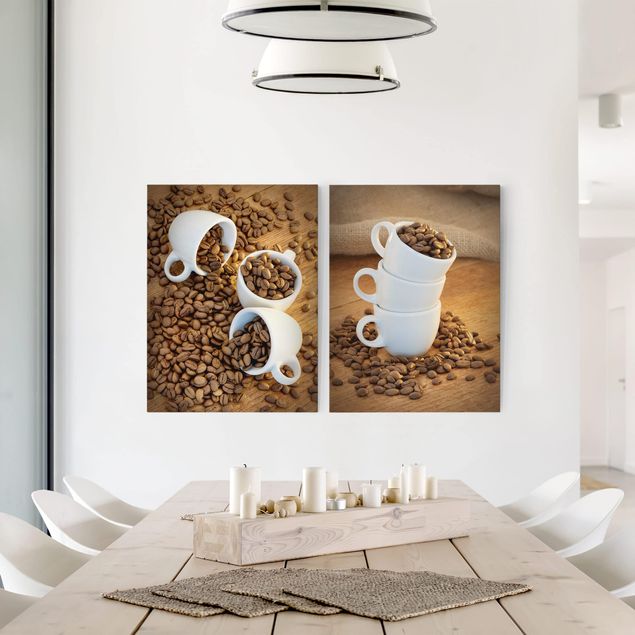 Contemporary art prints 3 espresso cups with coffee beans