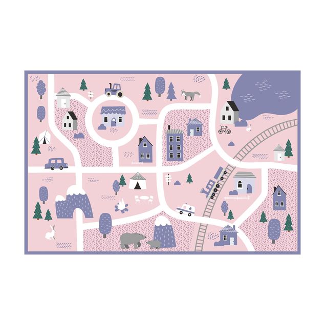 modern area rugs Playoom Mat Village - Off To The Countryside