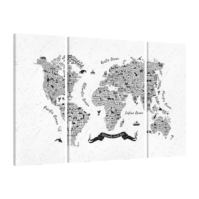 Animal canvas Typography World Map White