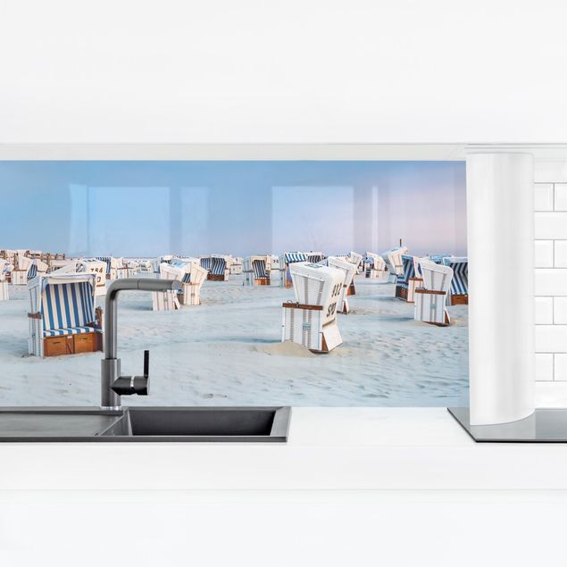 Kitchen splashback beach Beach Chairs On The North Sea Beach