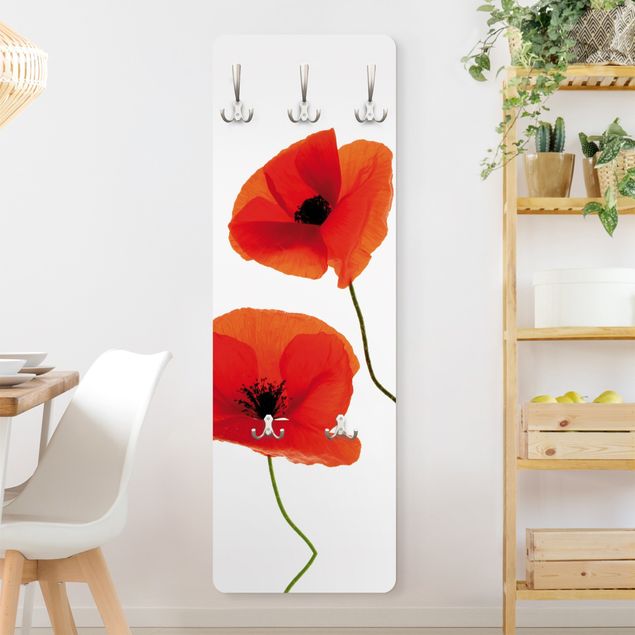 Wall mounted coat rack flower Charming Poppies