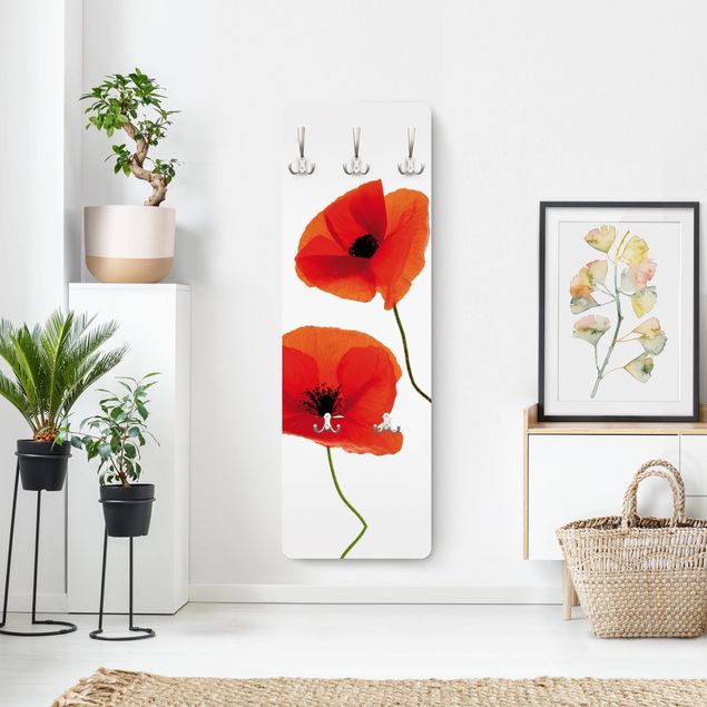 Wall mounted coat rack landscape Charming Poppies