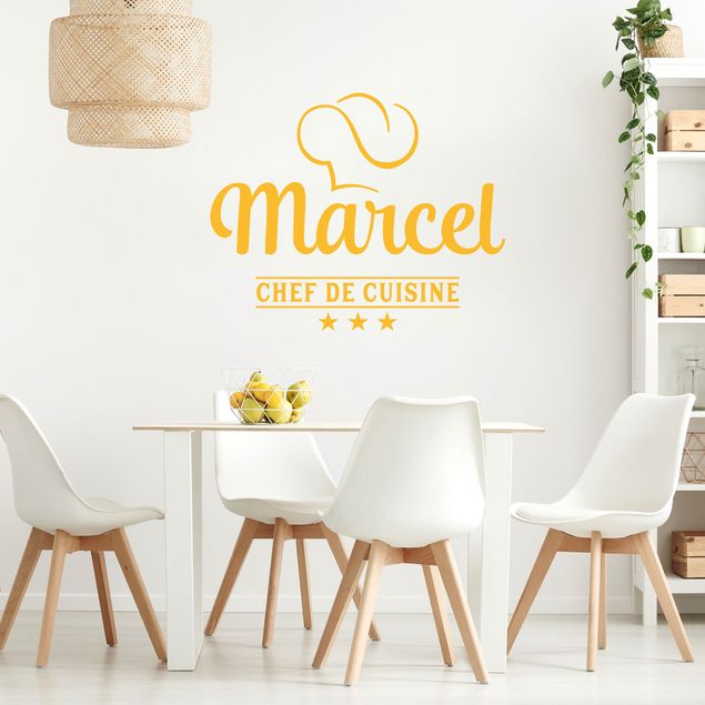 Custom text wall decals Chef De Cuisine With Desirable Name