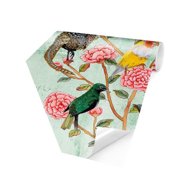 Wallpapers animals Chinoiserie Collage In Mint II
