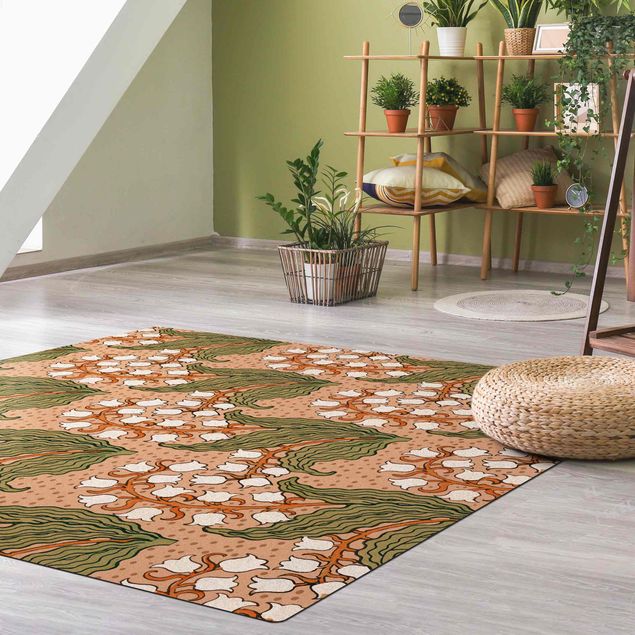 green rugs for living room Chinoiserie Lilies Of The Valley With White Flowers