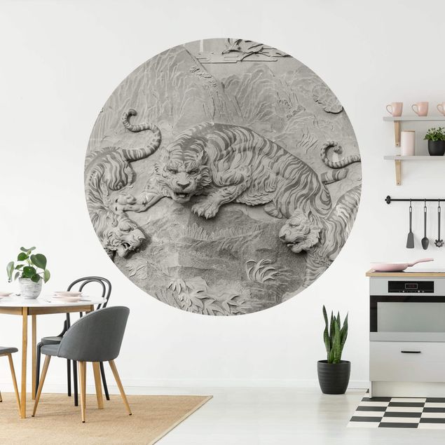 Wallpapers tiger Chinoiserie Tiger In Stone Look