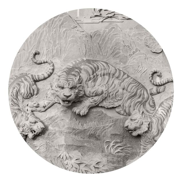 Wallpapers modern Chinoiserie Tiger In Stone Look