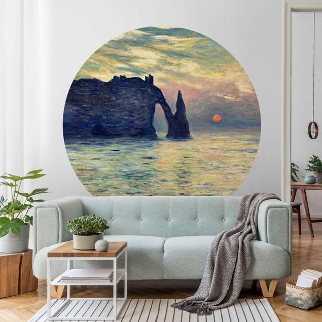Wallpapers sunset Claude Monet - The Cliff, Étretat, Sunset