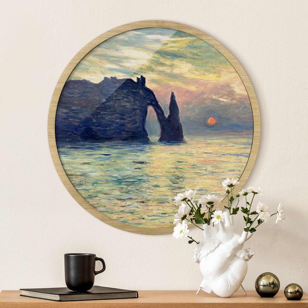 Framed beach wall art Claude Monet - Rock Sunset