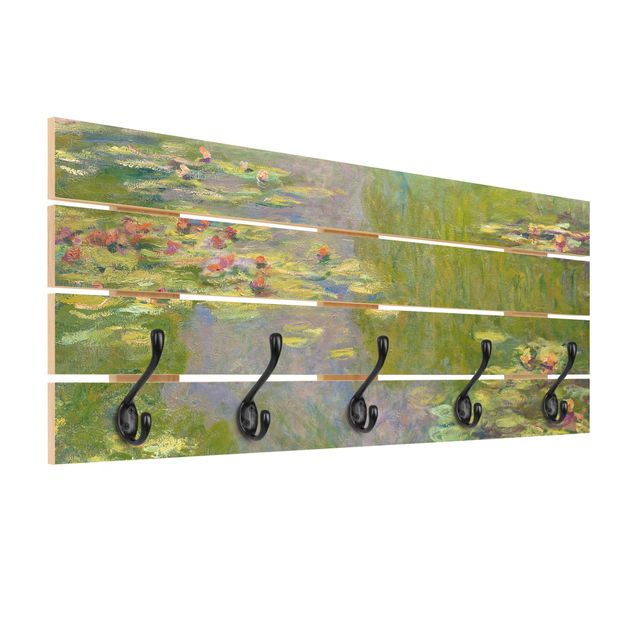 Shabby chic wall coat rack Claude Monet - Green Waterlilies