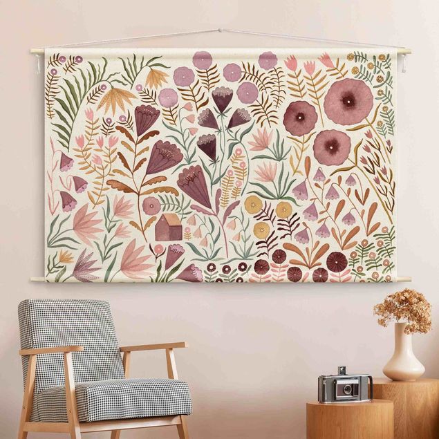 extra large wall tapestry Claudia Voglhuber - Sea Of Flowers