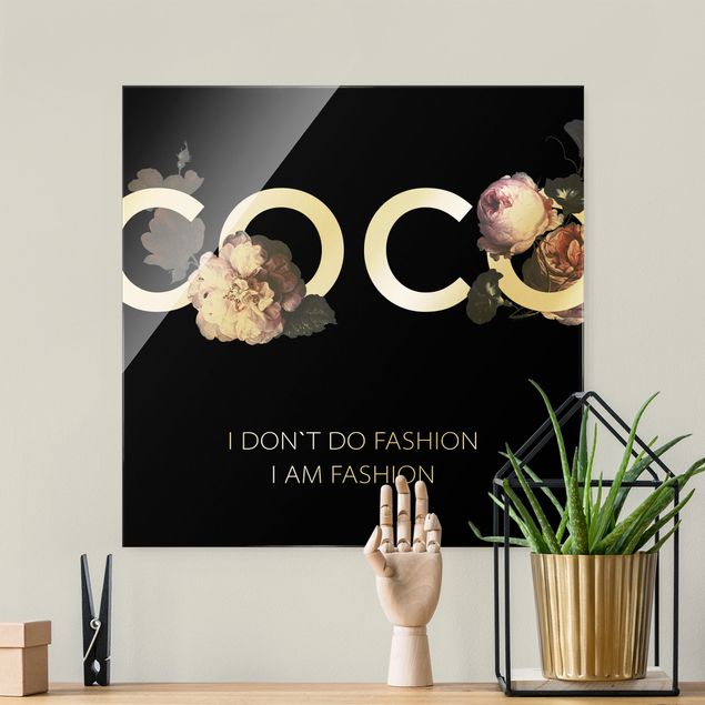 Glass prints flower COCO - I dont´t do fashion Roses Black