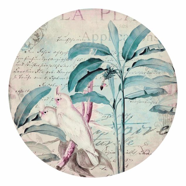 Wallpapers animals Colonial Style Collage - Cockatoos And Palm Trees